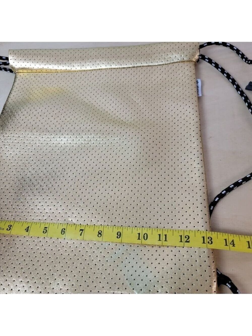 ah dorned new york Gold Neoprene Drawstring Tote Bag - New with Tag - See Notes - Picture 10 of 12